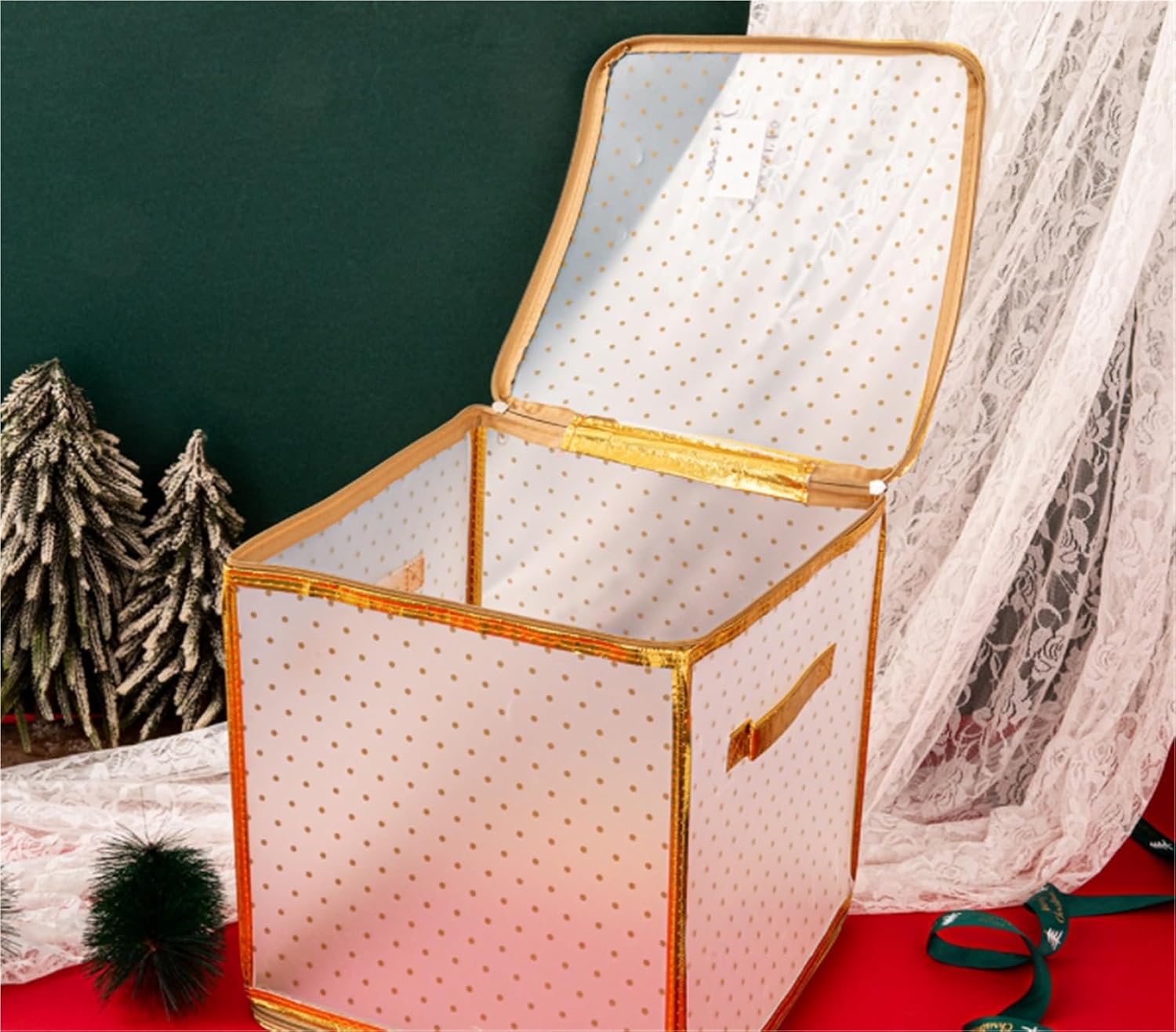 Christmas Tree Storage Container Christmas Decoration Storage Box Double Zipper Side Handle Double Opening Xmas Tree Bag