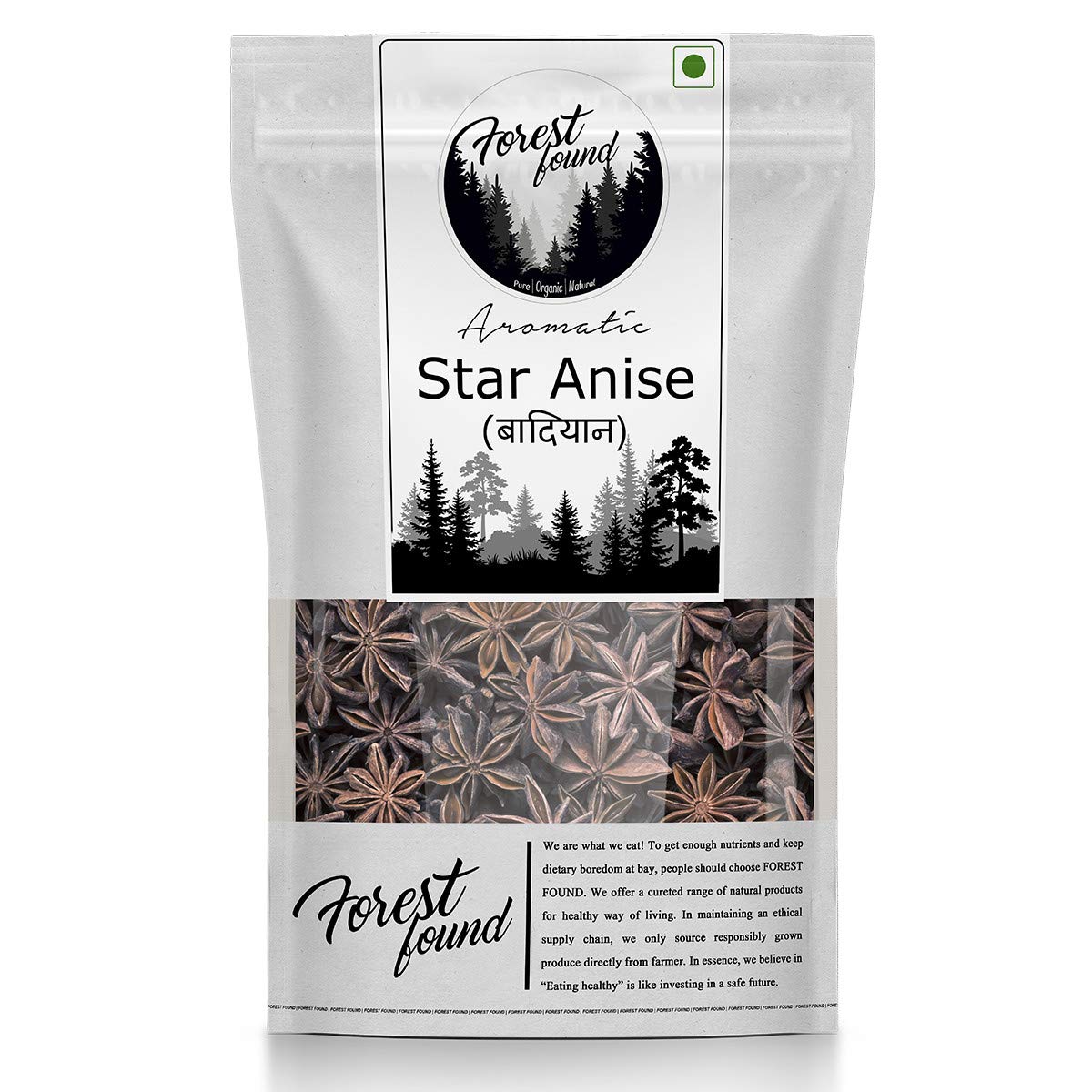 Forest Found Whole Star Anise | Chakri Phool | Adds Aroma & Flavor | No Additives or Preservatives | Ideal for Meat, Biryani, Masala Tea, Cooking, Baking and More (Pack of 1, 400g)