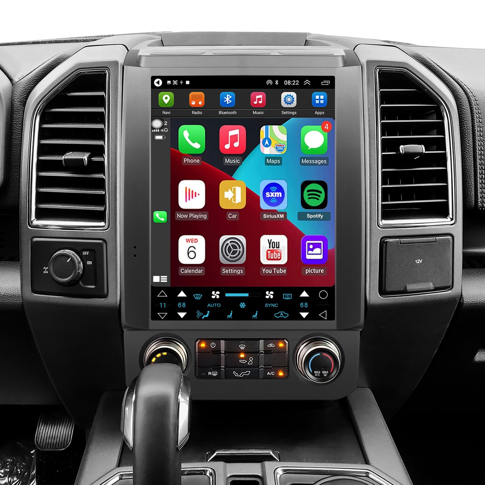 Car Radio for Ford F150 2015-2020 Android 12 Stereo Navigation 12.1inch Touch Screen 4GB+64GB Wireless Carplay 4G Network 5G WiFi