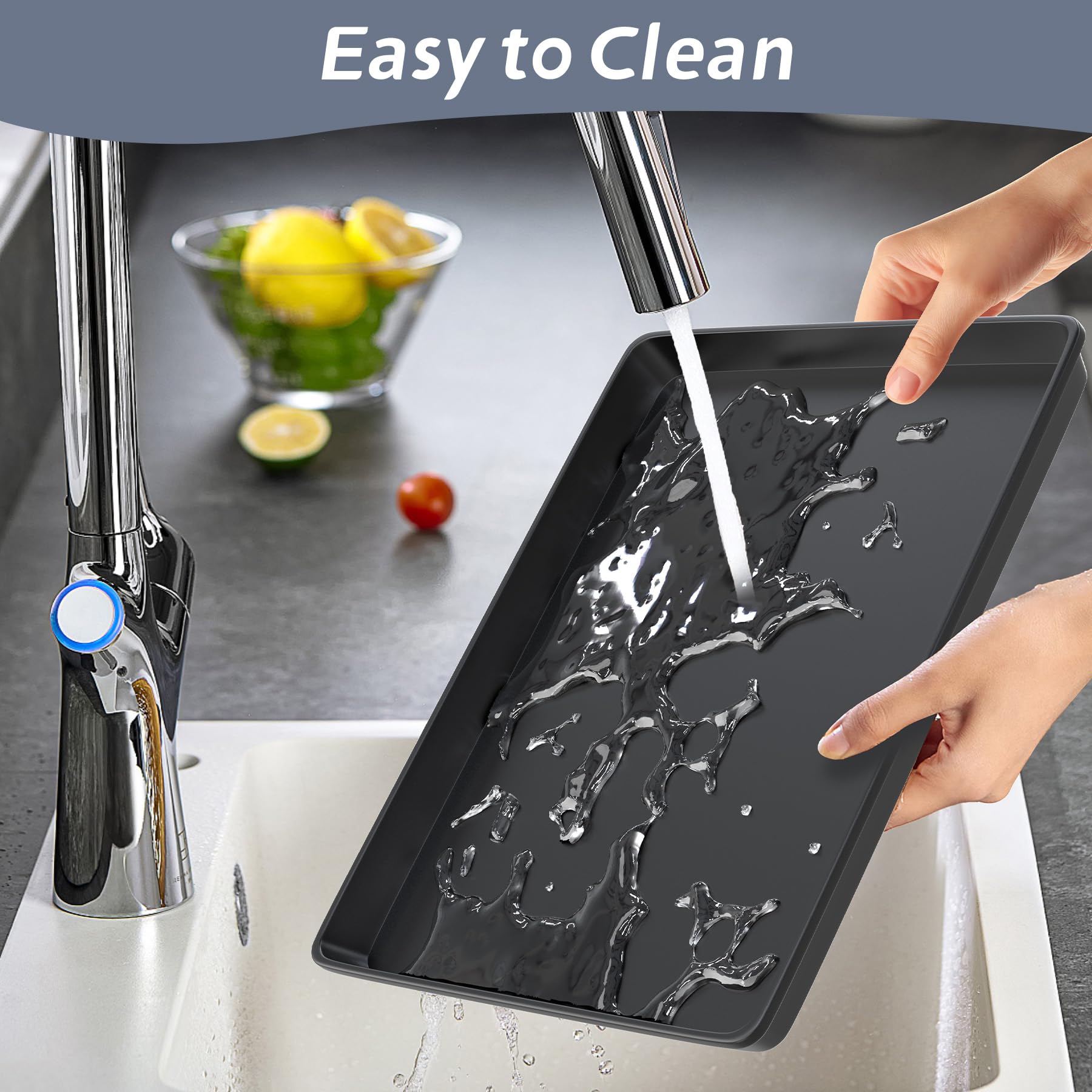 Tapete deshumidificador, bandeja de goteo de plástico duro para deshumidificadores del hogar y sótano, bandeja deshumidificadora con borde elevado para fugas, evita que el agua se acumule 7