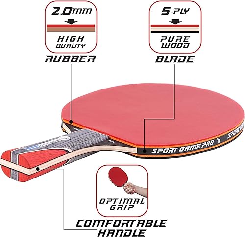 Miniatura 3 de Raqueta de ping pong con giro asesino + funda gratis, raqueta de tenis de mesa profesional para principiantes y jugadores avanzados, mejora tus