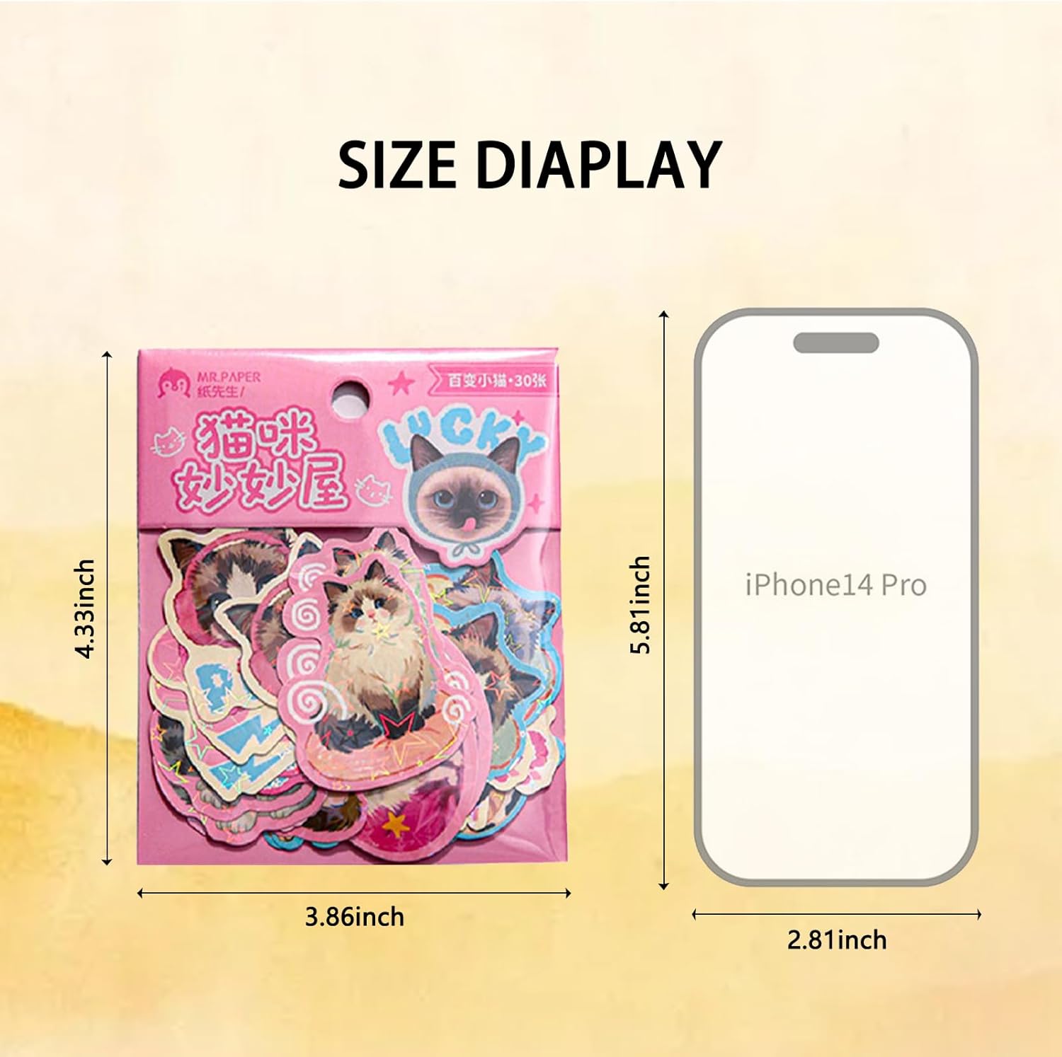 120Pcs Holographic Cat Stickers with Iridescent Finish Cute Kitten Vinyl Decals for Laptop Water Bottle Scrapbook Phone Case Waterproof Animal Stickers for Adults Pet Lovers - Image 4