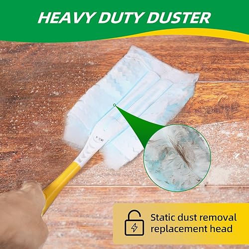 Vista 19 de Recambios de plumero, cepillo de eliminación de polvo estático desechable, cabezal de repuesto compatible con repuestos de plumero Swiffer para Azul