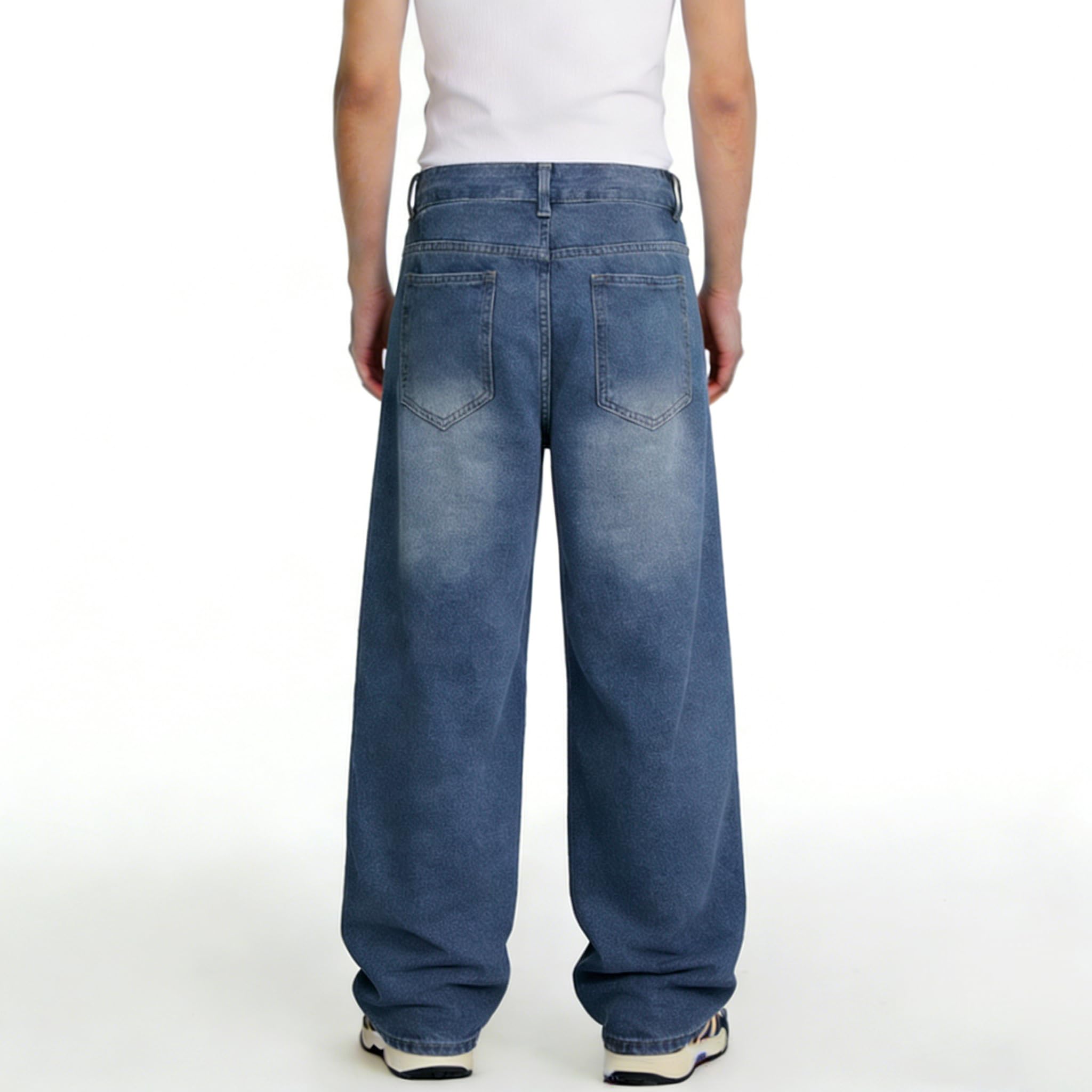 LZLER Baggy Jeans Herren Y2K Hip Hop Wide Leg Denim Pants Casual Loose Fit Streetwear Jeans Hose