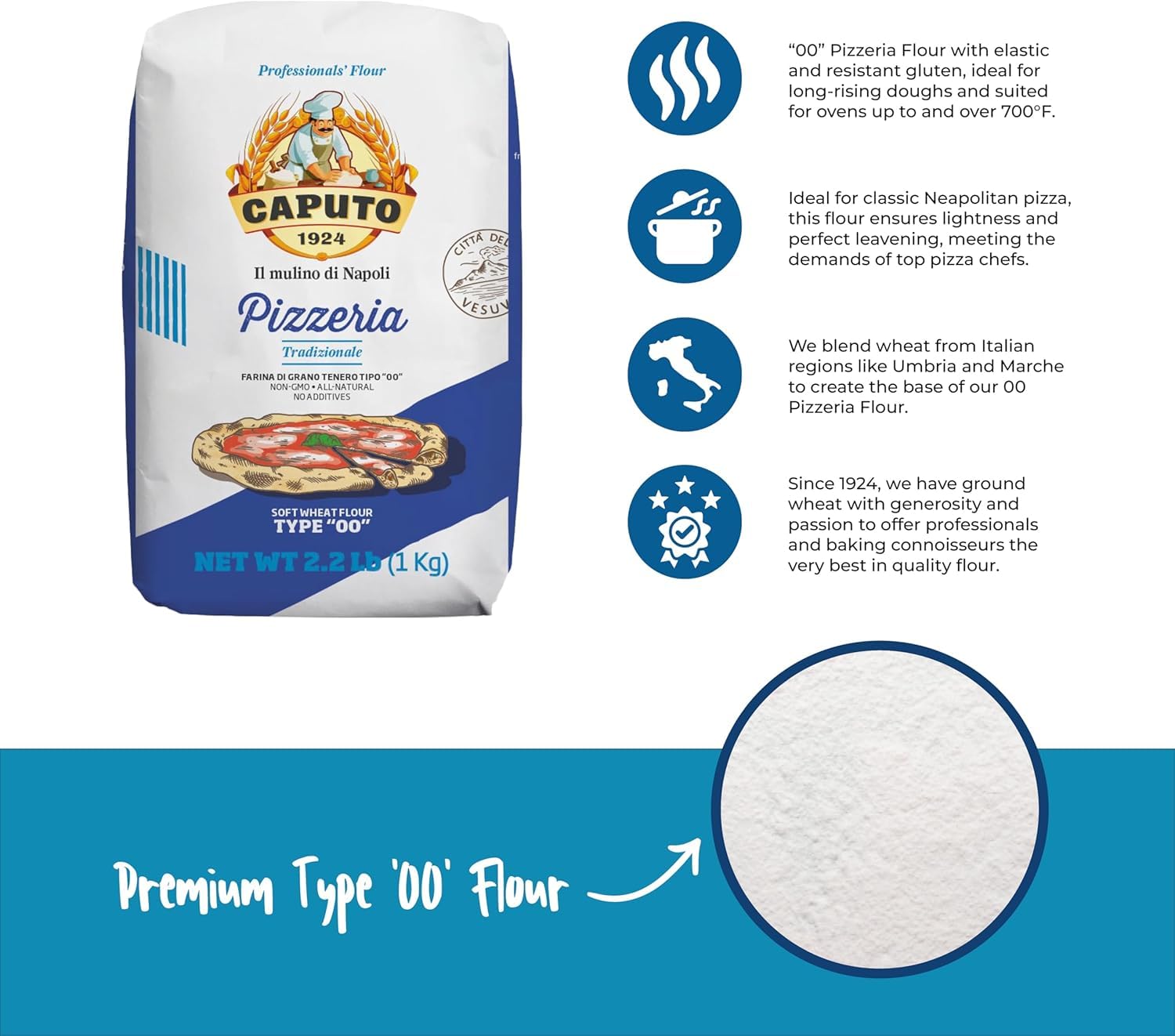 Molino Caputo 10 x 1 kg Pizzeria I mąka do pizzy Tipo 00 z Neapolu I znane na całym świecie mąka do pizzy z Bella Italia