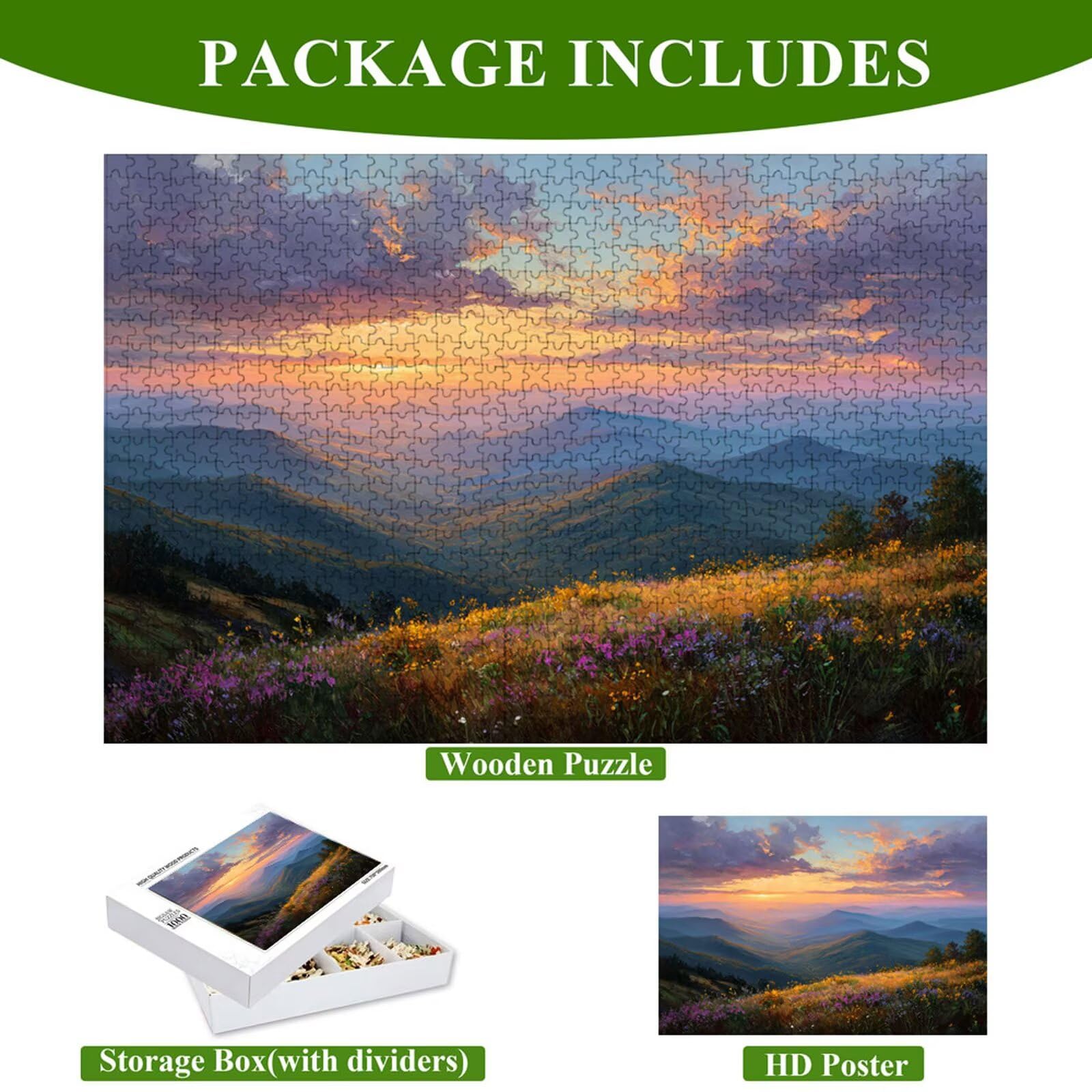 1500 elementów, puzzle dla dorosłych, krajobraz i góry, wytrzymałe drewniane puzzle o idealnym dopasowaniu, 87 x 57 cm, w zestawie plakat, prezent i uważność, dekoracja ścienna, nie dla dzieci poniżej