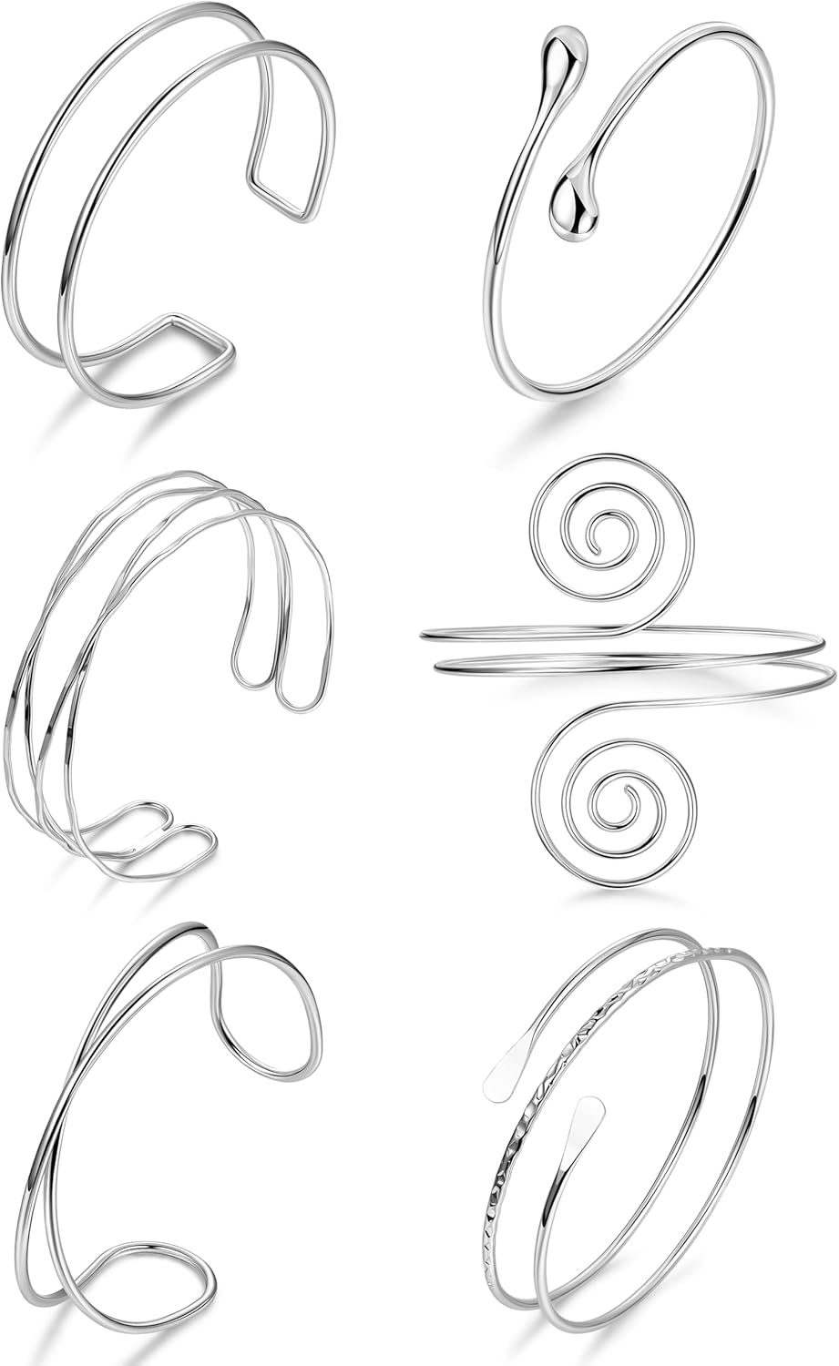 Arm Cuff Jewelry: Boho Coil Arm Cuff Bangle Set – Adjustable Minimalist Armlet Armband