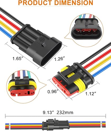 Miniatura 24 de NAOEVO Conector de 3 pines impermeable, conectores de 3 cables 16 AWG, conectores eléctricos automotrices macho y hembra con tubo termorretráctil