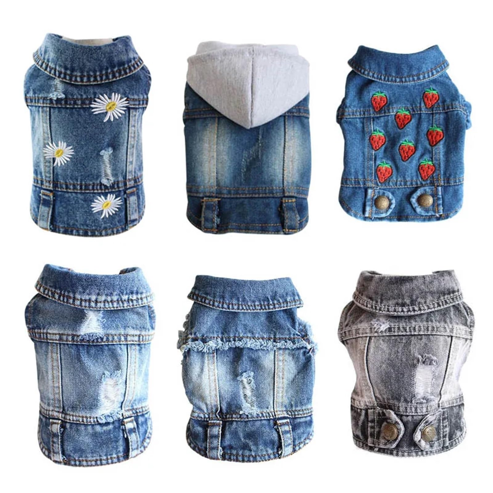 Manteau en jean pour chien de petite et moyenne taille, veste de cowboy élégante avec bretelles réglables, gilet mignon pour animal de compagnie pour chiens et chats, tailles XS à 2XL, tenue en jean