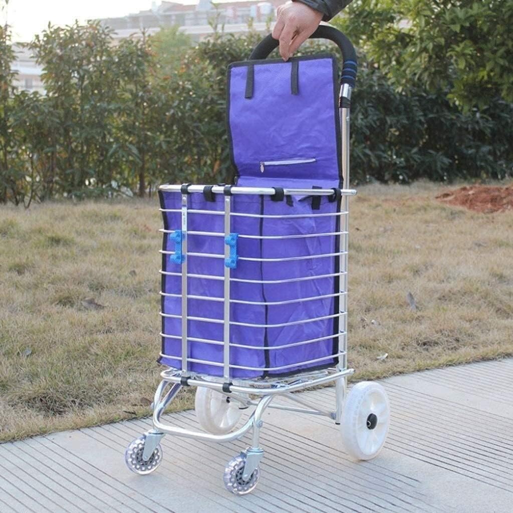 Shopping Trolley Shopping Cart Creative Collapsible Portable Aluminum Alloy Trolley Durable Intimate Basket Buckle