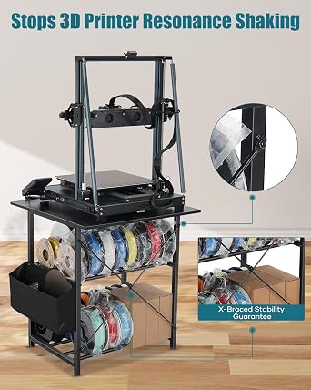 3D Printer Stand with Filaments Storage - 3D Printer Table Filament Shelf Storage Rack Heavy Duty 3D Printer Cart Desk with Wheels for 3D Workshop