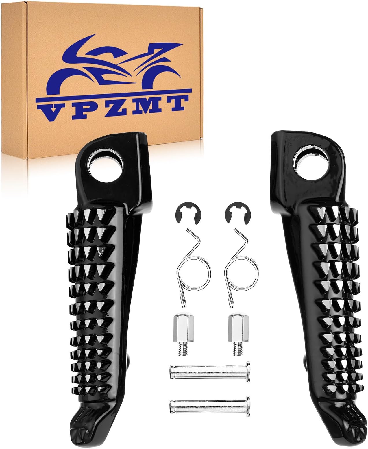 Motorcycle Front Foot Pegs/Footrests/Pedals for kawasaki ZX6R ZX10R 650R EX650 Z750 Z750S Z1000 ER-6N ER-6F ER6 (Bright black)