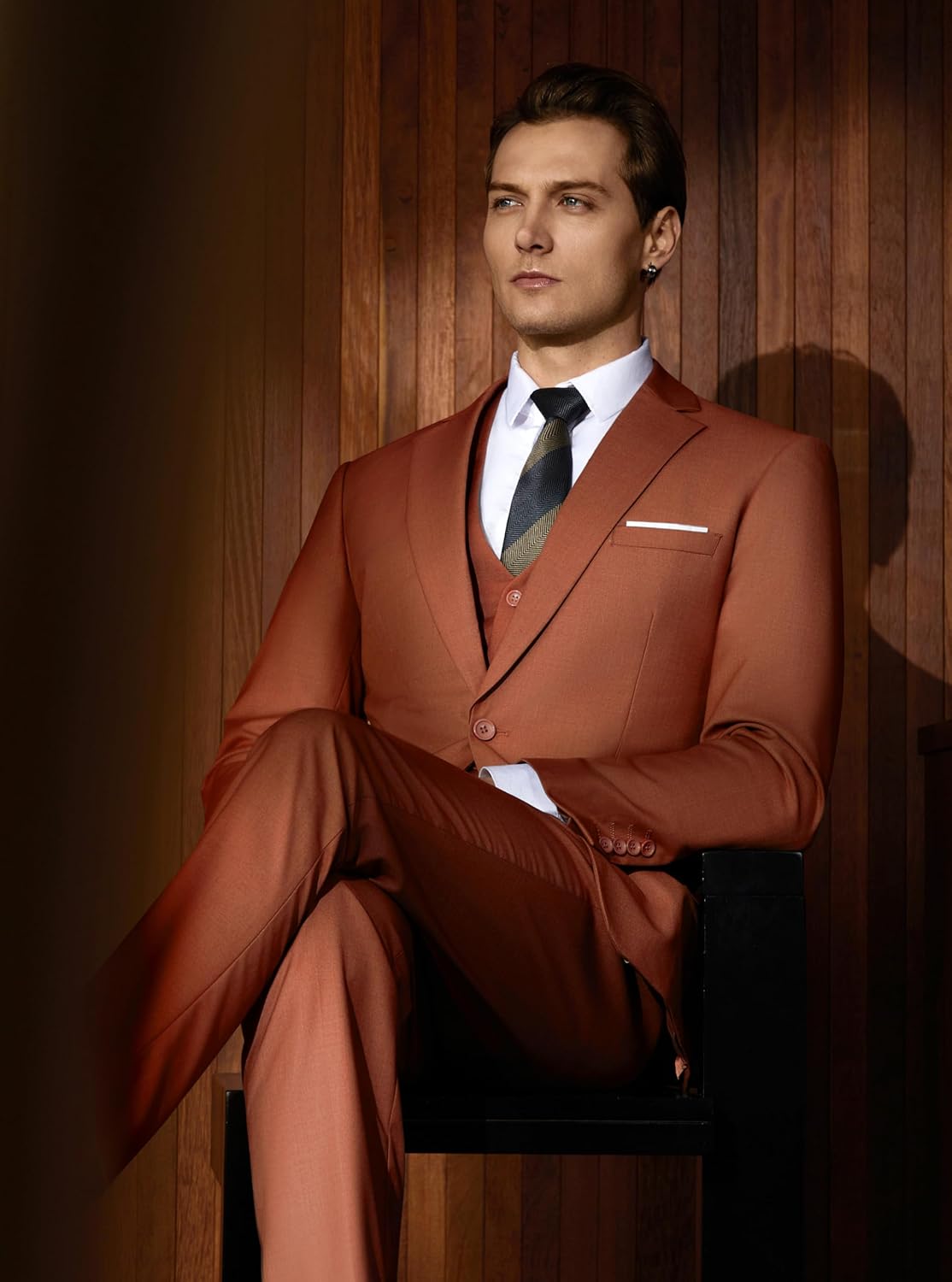 WULFUL Men’s Slim Fit Suit One Button 3-Piece Blazer Dress Business Wedding... - Picture 125 of 257