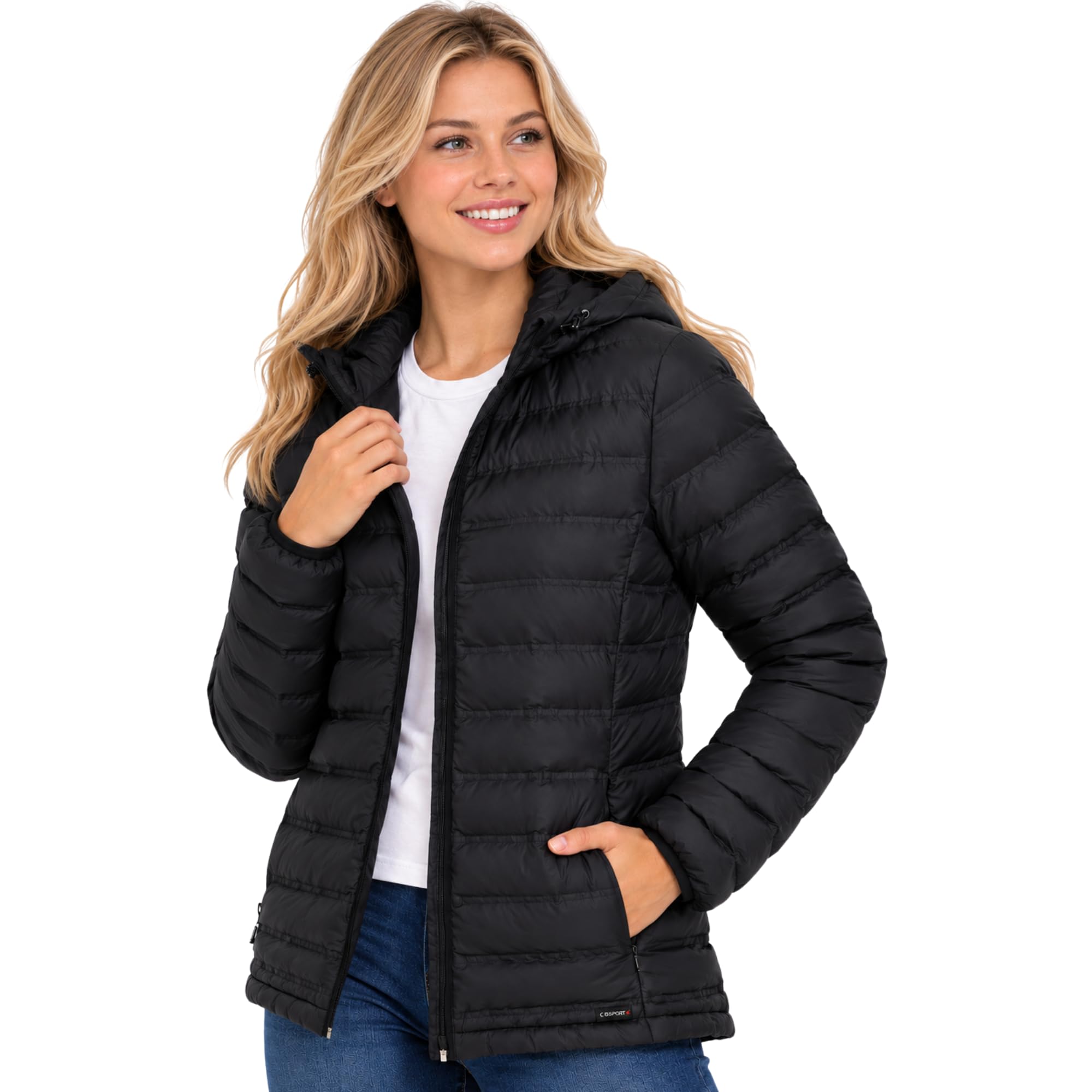 Puffer Jacket Womens - Lightweight Quilted Hooded Winter Coat