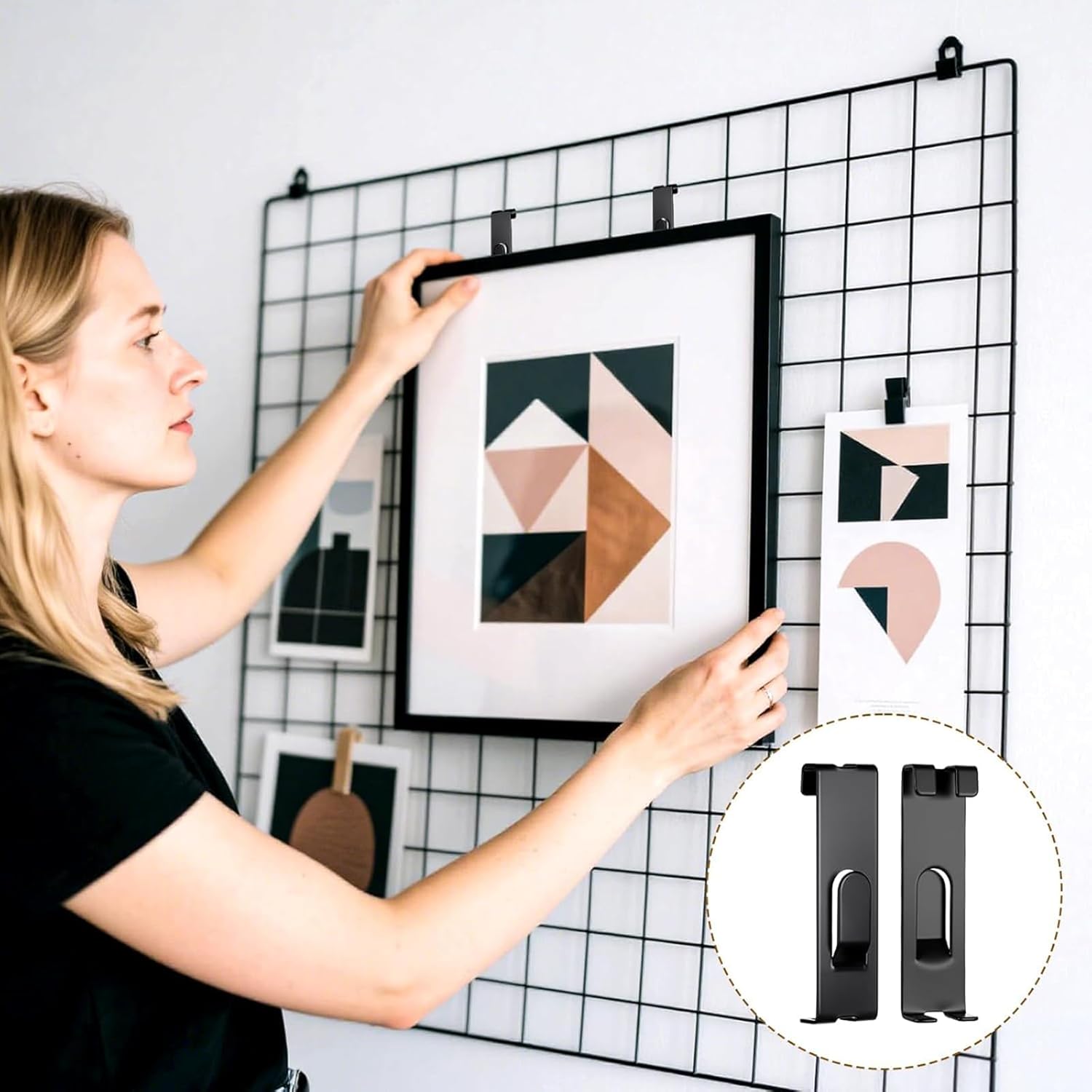 10 Pieces Iron Grids Wall Hooks Multipurpose Hanging Solution for Photos Tools Decoration Easy Installation Hangers Rusts Iron Grid Hooks