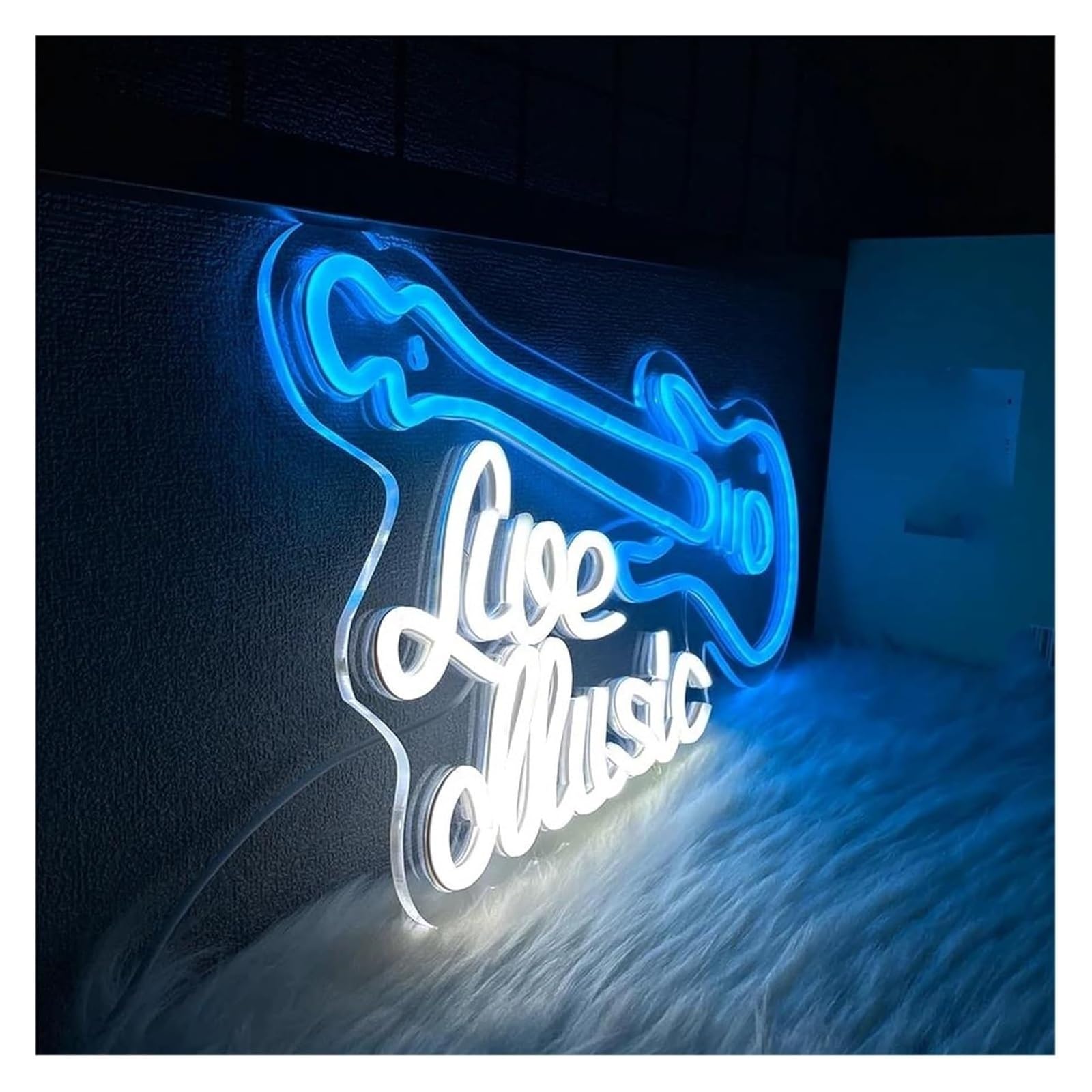 Generico Segno di luce al neon Musica dal per vivo per insegne al neon per decorazioni murali, luci alimentate per studi musicali lampade decorative