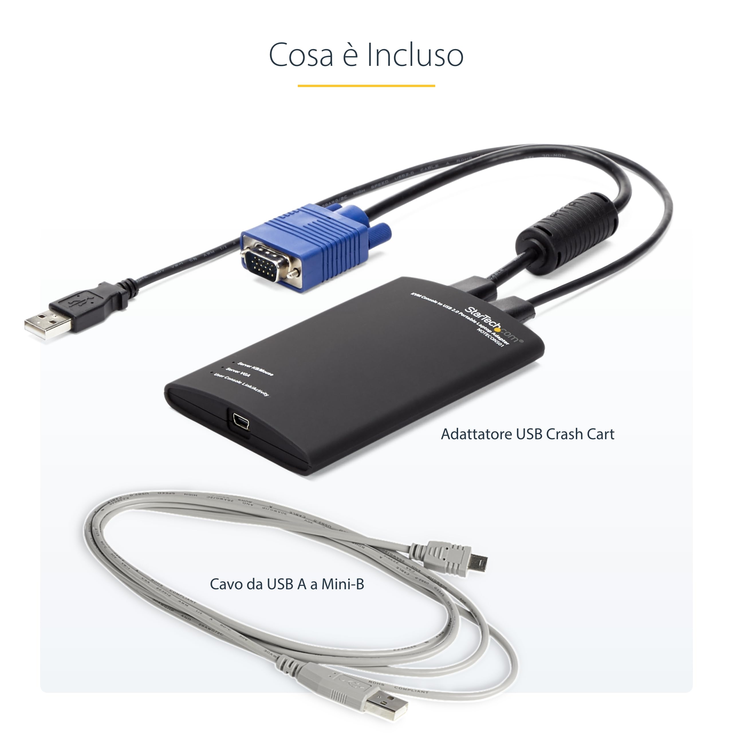 StarTech Adattatore Crash Cart Portatile, Console KVM USB/VGA (NOTECONS01) | Ideale per laptop, Accesso diretto ai server, Nessun software richiesto, Console portatile USB 2.0