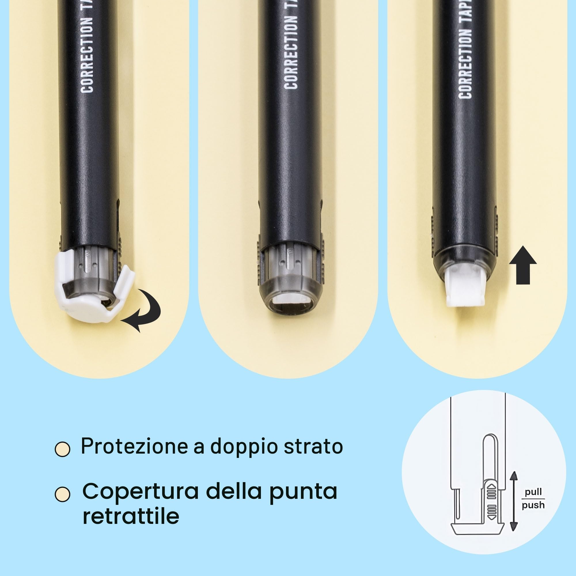 STATIONERY ISLAND Bianchetto a Nastro 10 Pezzi 50m Correttore a Nastro Tascabile 5mm