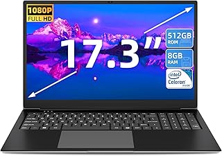 SGIN 17 Inch Laptop, 8GB RAM 512GB SSD Notebook, Celeron Quad-Core, Up to 2.8GHz, HD, 2.4/5.0G WiFi, Bluetooth 4.2, Expandable Memory 512GB TF