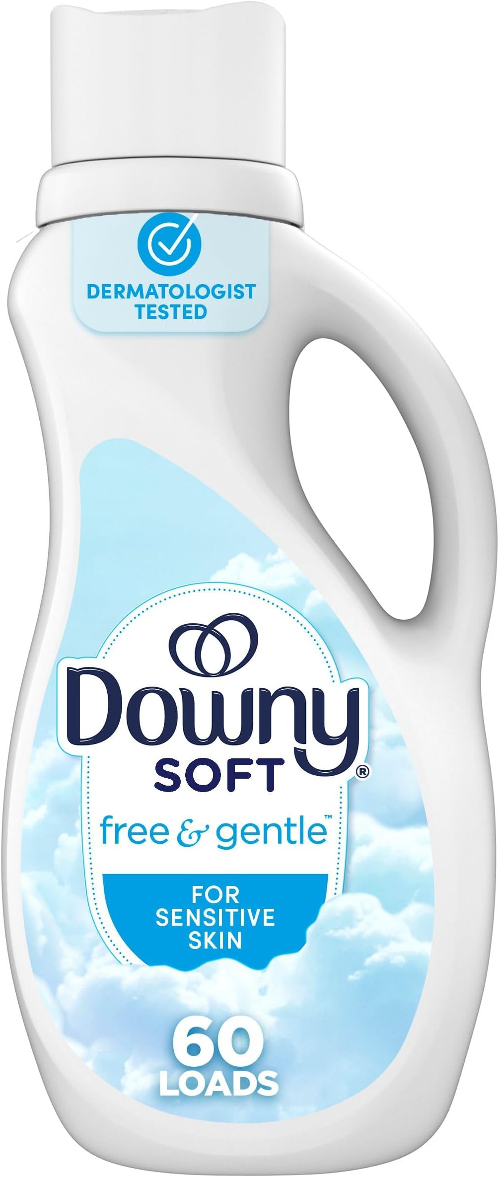 Downy Free & Gentle Liquid Fabric Softener, 44 fl oz, 60 Loads, Hypoallergenic, Sensitive Skin Friendly Fabric Conditioner Liquid