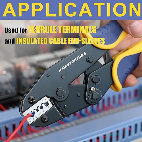 Miniatura 5 de haisstronica Herramienta de prensado de virola,24-8 AWG mangas virola trinquete alambre herramienta que prensa