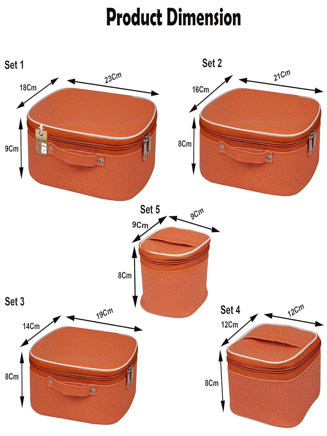 atorakushon® Fabric Makeup Storage Box Travelling Vanity Cosmetic Toiletry Bag Necklace Wardrobe Organizer Jewellery Pouch for Women (Peach) 3