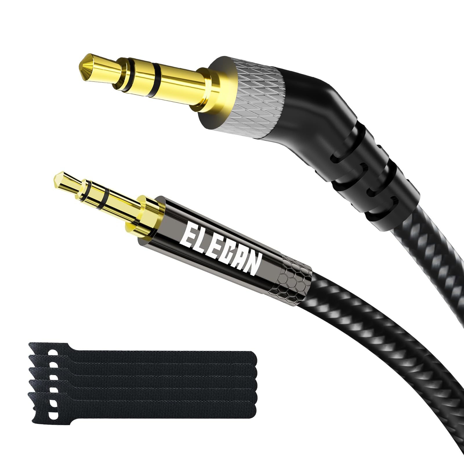 Elecan 135 Degree 3.5 mm to 2.5 mm Headphone Cable Wire AUX Cord 2 Ft-Angled Thin Audio Replacement Accessories for Bose 700 QuietComfort QC Noise