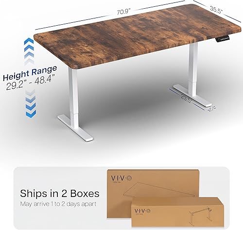 Vista 443 de VIVO DESK-KIT-1W6G - Escritorio eléctrico de pie de 60 x 24 pulgadas, ajuste de altura de memoria, serie 1B, parte superior de nogal oscuro de una