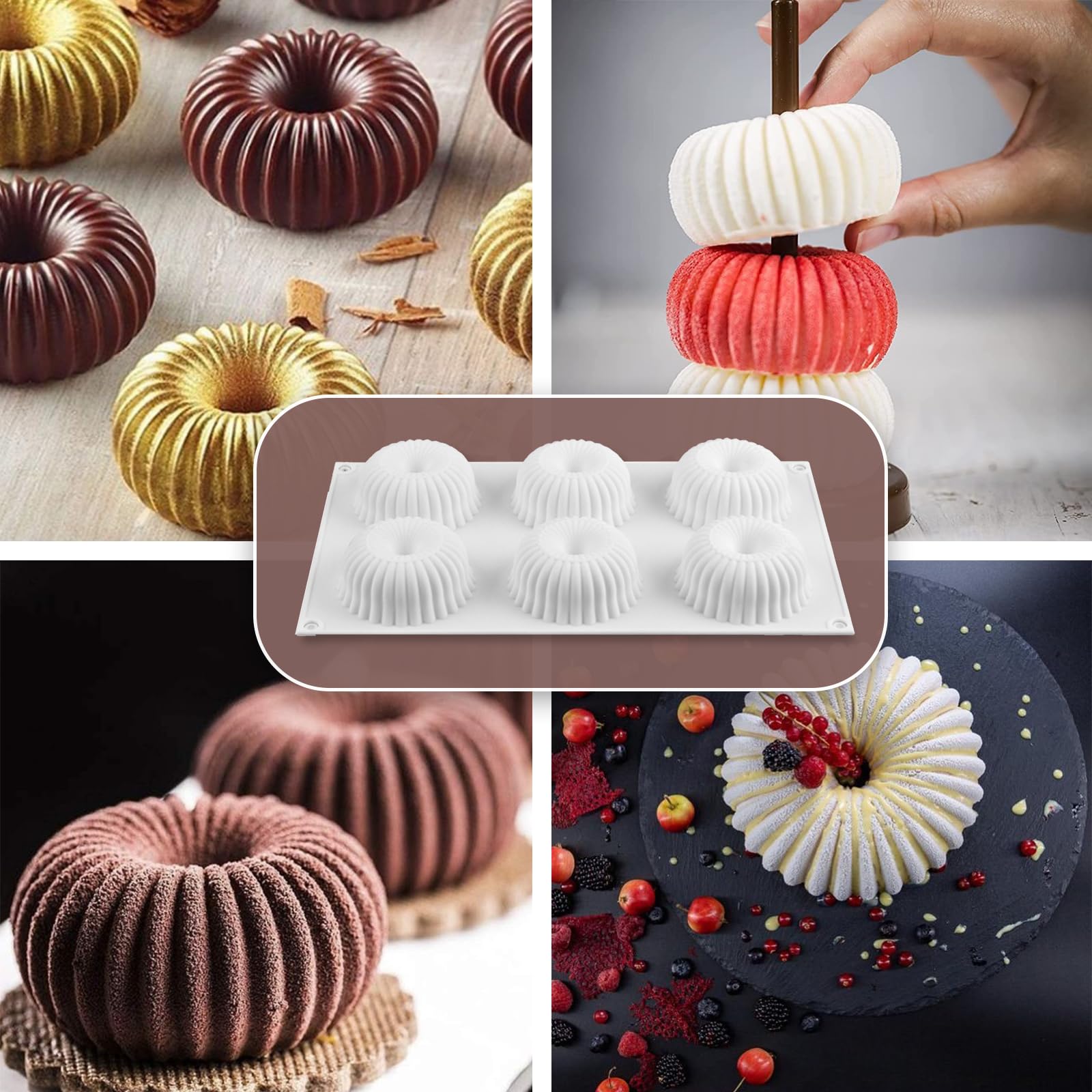 Molde para rosquillas, 2 moldes de silicona para donas, molde para hornear bagel, bandeja para magdalenas, molde para magdalenas, herramienta de bricolaje para panadero, apto para horno y 7
