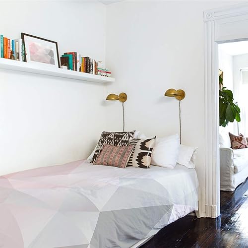 Miniatura 5 de Tapiz con patrón geométrico para colgar en la pared, tapiz estético triangular rosa y gris para dormitorio, sala de estar, dormitorio universitario,