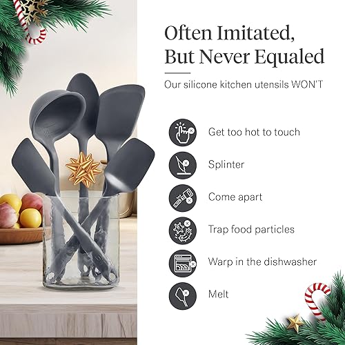 Miniatura 5 de GIR Get It Right - Juego de utensilios de cocina esenciales de silicona de 5 piezas, cucharón, espátula, abatible, cuchara y cuchara, utensilios de