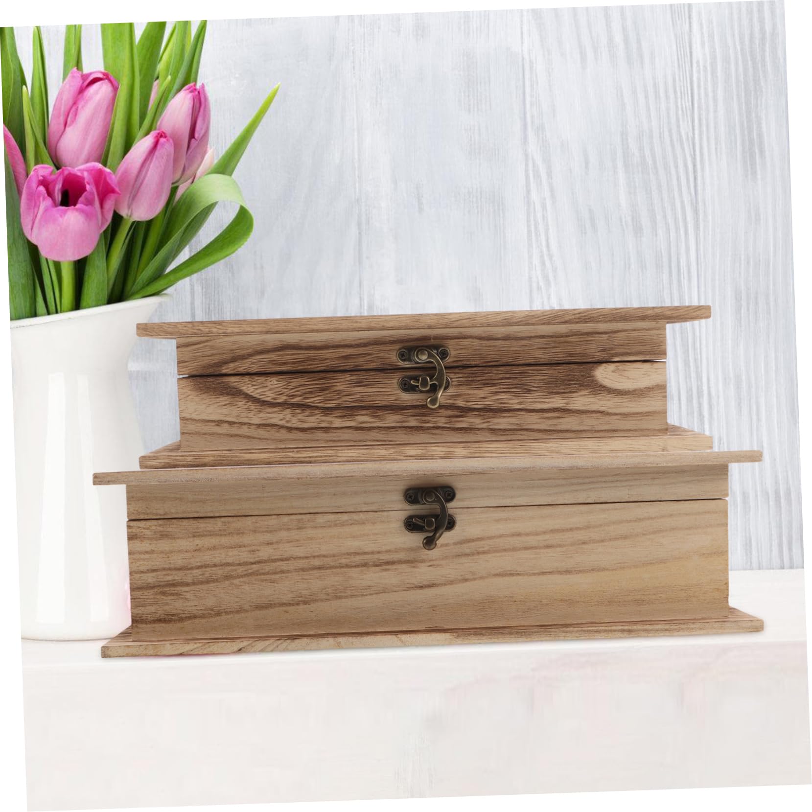 Hemobllo 2 Piezas Caja de Madera para Guardar la Biblia Caja de Recuerdos de Madera Organizador Clásico para Joyas y Tarjetas para Estudio y Dormitorio