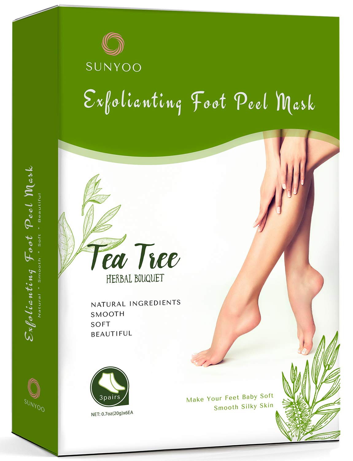 Foot Peel Mask 3 Pack Foot Peeling Mask for Soft Baby Feet - Hard Skin Remover Foot Mask, Removes Calluses and Hard Skin, Foot Care For Men and Women Tea Tree 3 Pack