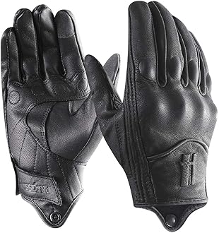 Harssidanzar Leather Motorcycle Gloves for Men Touchscreen GM028