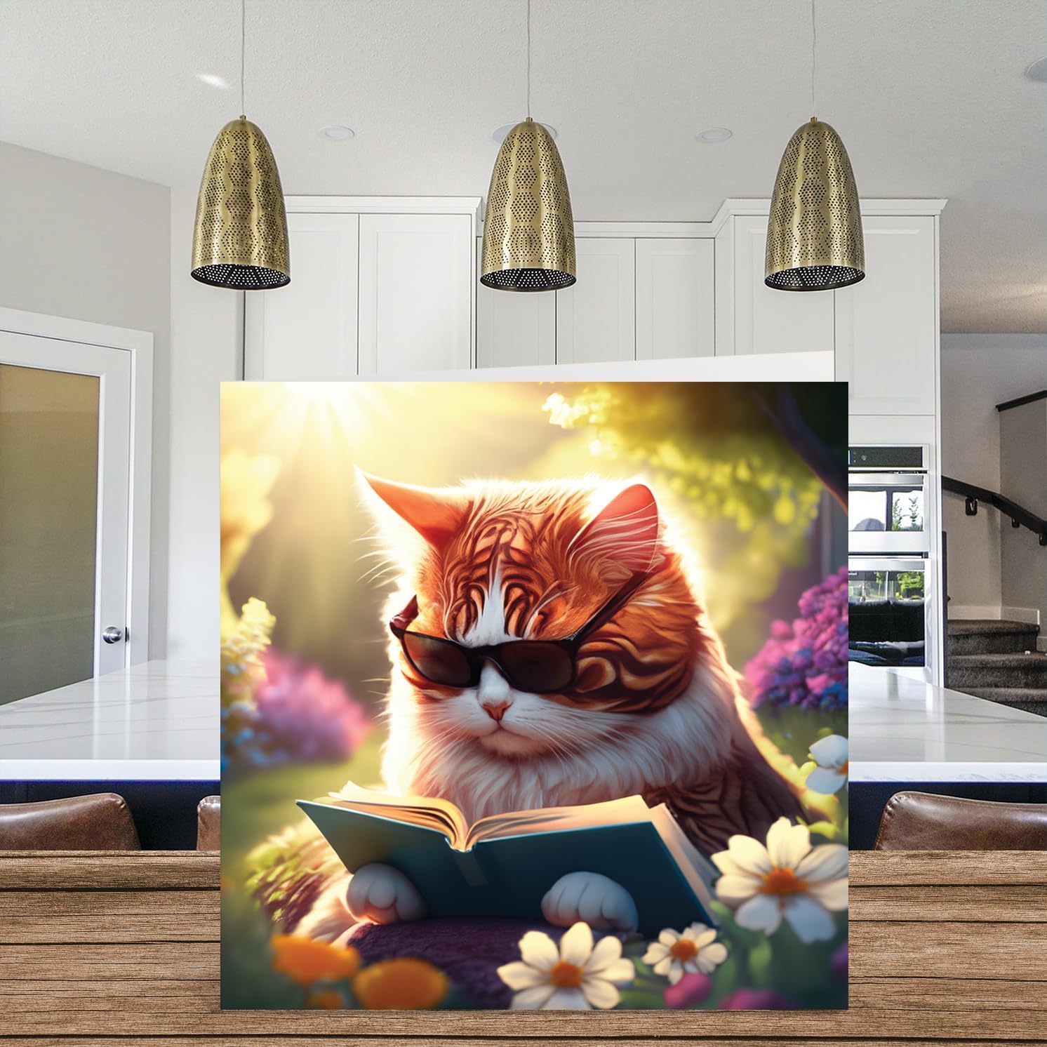 Reading Animal Cards - Cat Reading Birthday Card - Cats Book Birthday Card for Friend Sister Brother Daughter Son Auntie Uncle Book Lover, 145mm x 145mm Books Greeting Cards