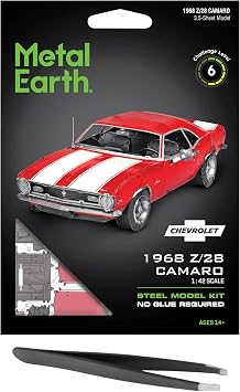 Fascinations Metal Earth 1968 Chevy Camaro Z/28 Metal Model Kit Bundle with Tweezers