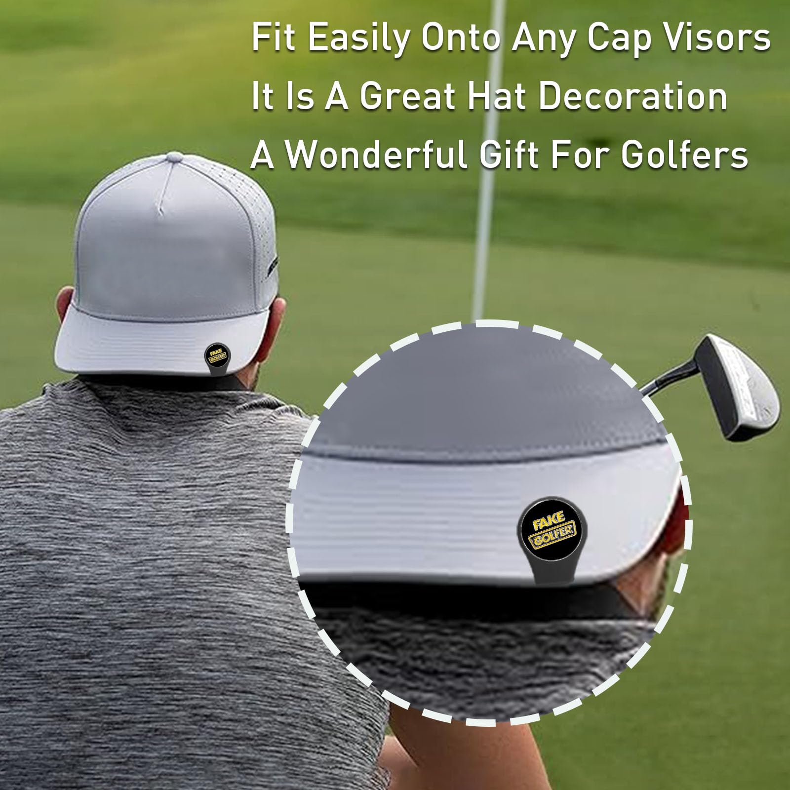 AMRTA Silicone Golf Hat Clip Holder 2 Pcs with 2 Ball Markers Magnetic for Putting Green Personalised Golf Accessory Gifts for Golfer Men Women Ladies (BLACK+FAKE) - Image 4