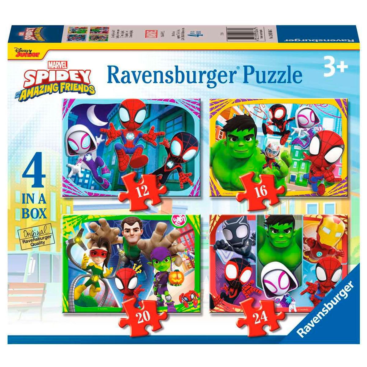 Spidey and His Amazing Friends Marvel Puzzle Set, 4 Puzzles (12, 16, 20, 24 Pieces), Chil…