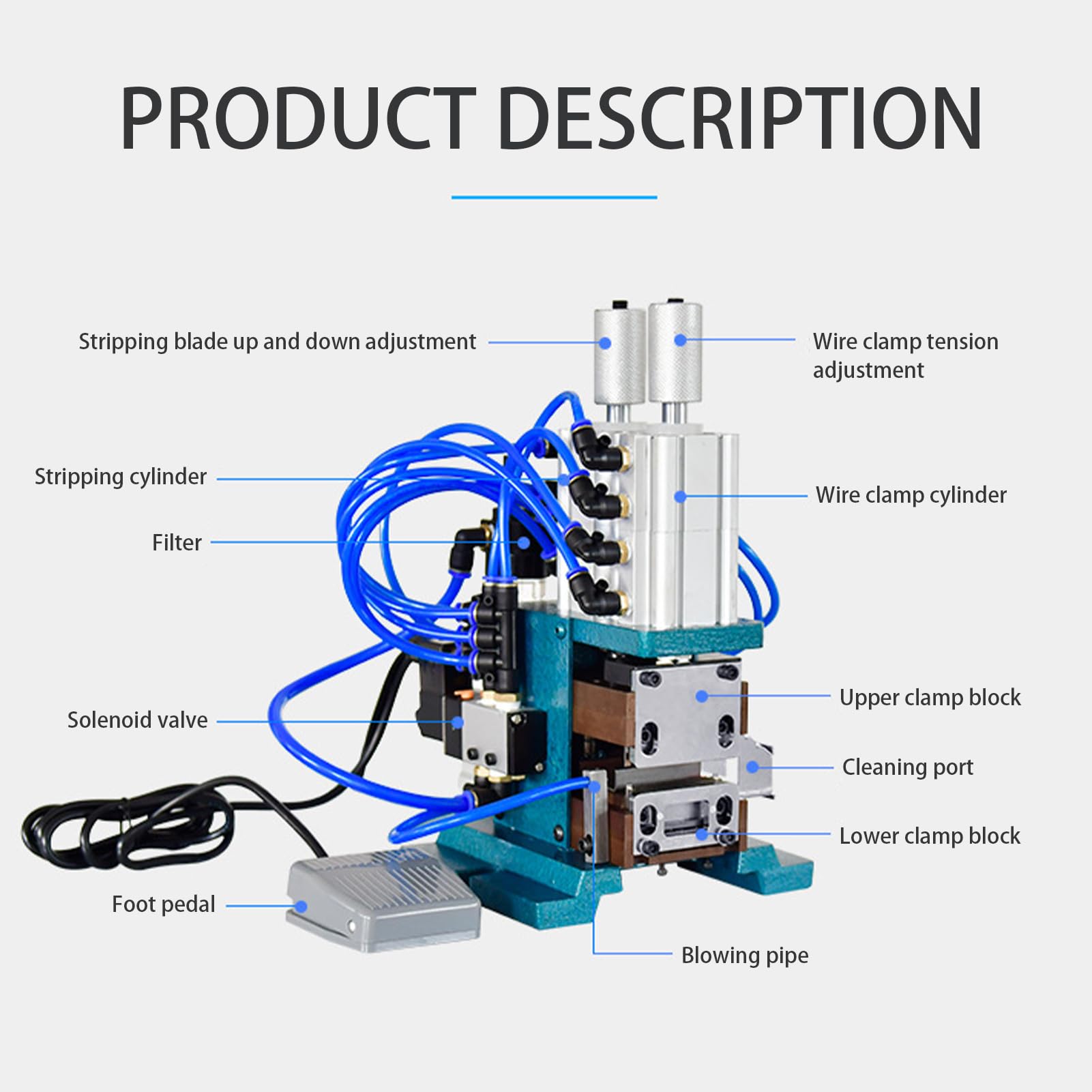 Máquina pelacables automática, pelado neumático de varios núcleos para reciclaje de alambre de cobre, diseño vertical eficiente para procesar los cables sobrantes fácilmente