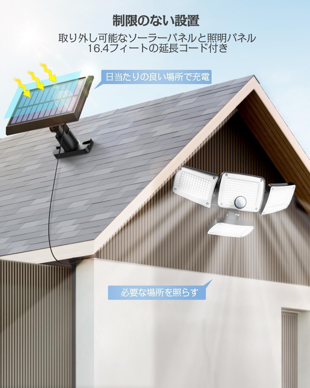 Amazon.co.jp: ソーラーライト 屋外 防水 分離型 センサーライト 