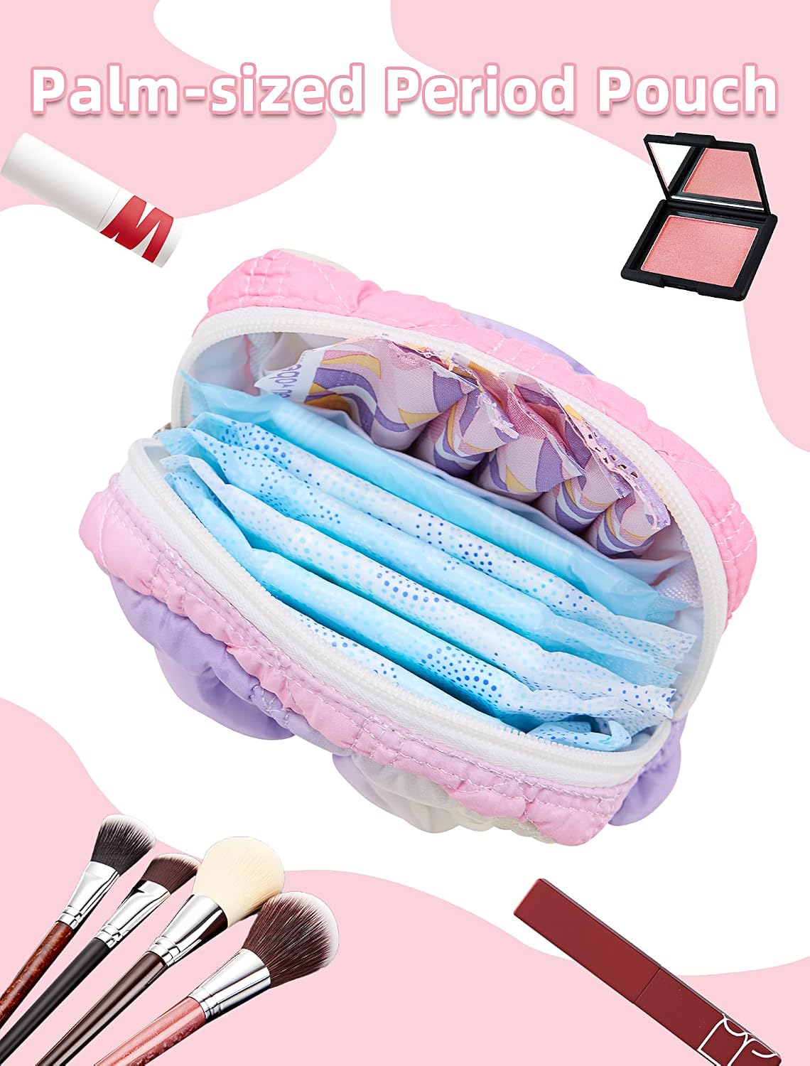 Quilted Period Bag, Period Pouches for Teen Girls Women (Rainbow 3) image 5