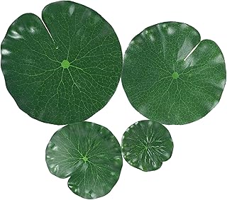 4Pcs Floating Lily Pads Plastic Pond Ornaments,4 Sizes Artificial Lily Pads Leaves,Realistic Floating Lotus Leave,Plastic Foam Water Lily for Home Garden Ponds Pool Aquarium Fish Tank Landscape Decor