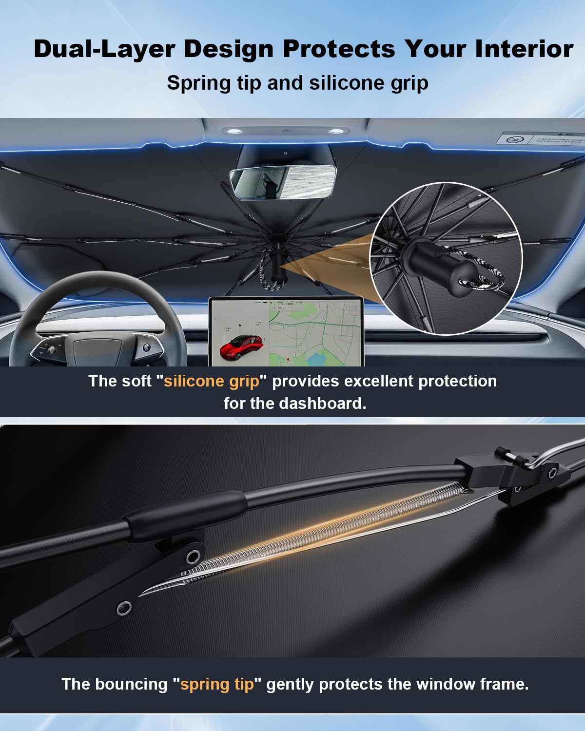 ECOZEN Parasole Auto Volvo XC90 2016-2026 Copriparabrezza Schermo Raggi UV Pieghevole