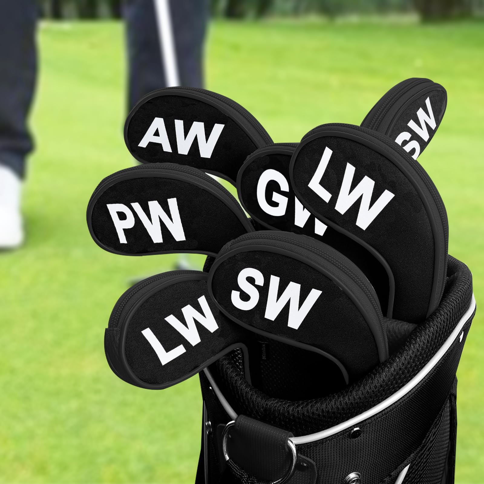 Andux 5 Stück Golfschlägerhauben Nr. auf beiden Seiten, langer Hals mit Reißverschluss, MT/S18
