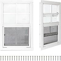 COLORPAPA 2-Pack 12x18 Sliding Shed Windows with Tempered Glass & Fiberglass Screen - Flush Mount for Chicken Coops, Garages, Playhouses (White)