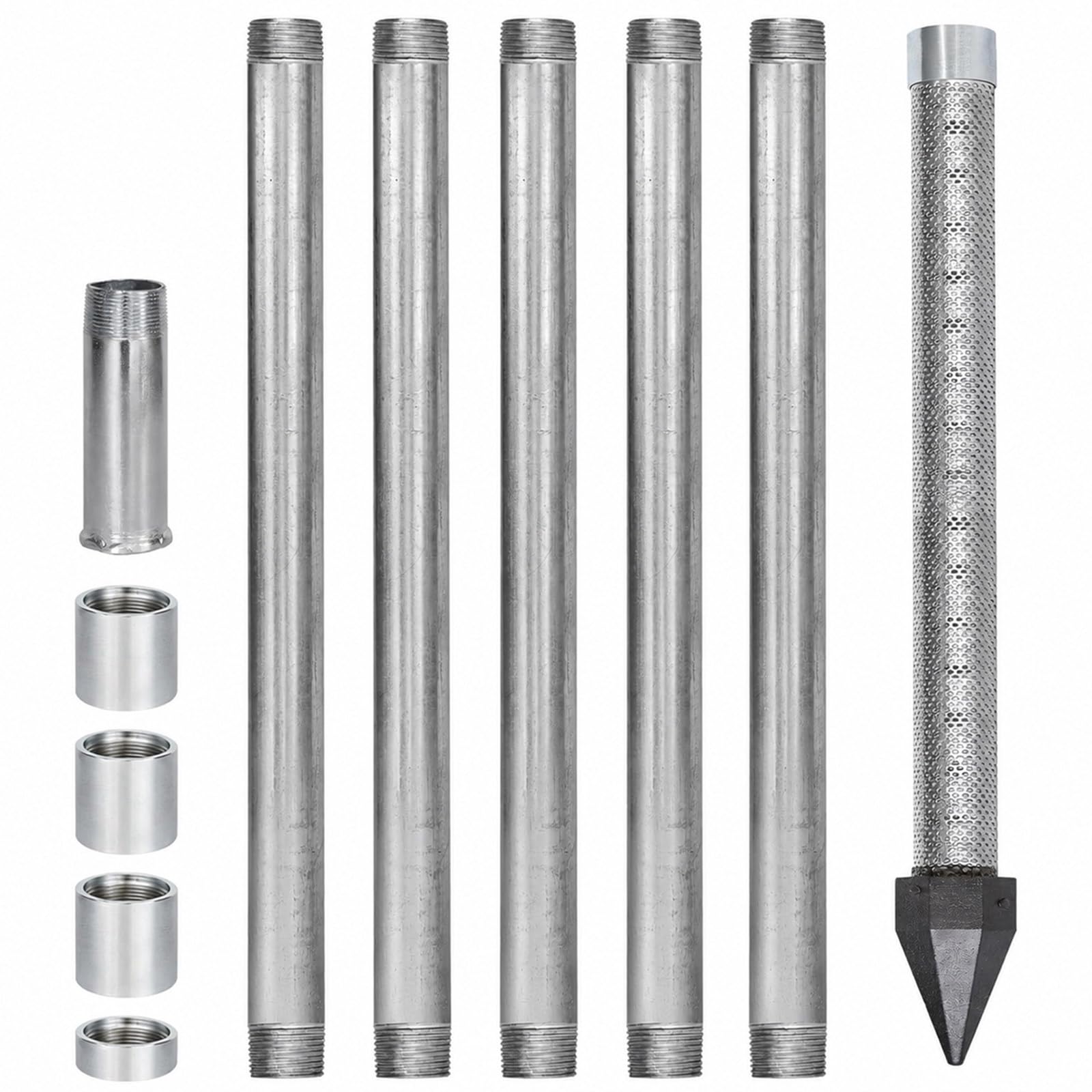 Wangyingxu Water Well Drilling Kit,Professional 1-1/4 inch x 39 inch Kit-Drive Well Point,Includes Reinforced Point and Extension Pipes for Shallow Sand Point Well Kit Project 5+1kit