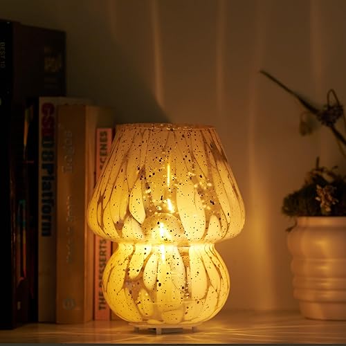 Miniatura 2 de Lámpara de mesa inalámbrica de cristal con forma de hongo para dormitorio, lámparas de mesita de noche de escritorio pequeñas para sala de estar,