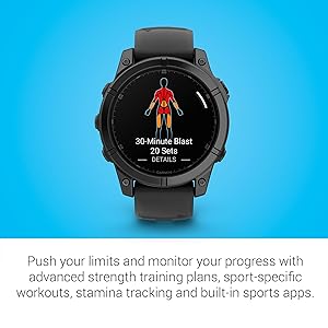 Garmin fnix E 47 mm, AMOLED, Premium Multisport GPS Smartwatch, Long-Lasting Battery Life, Slate Gray Steel with Black Band