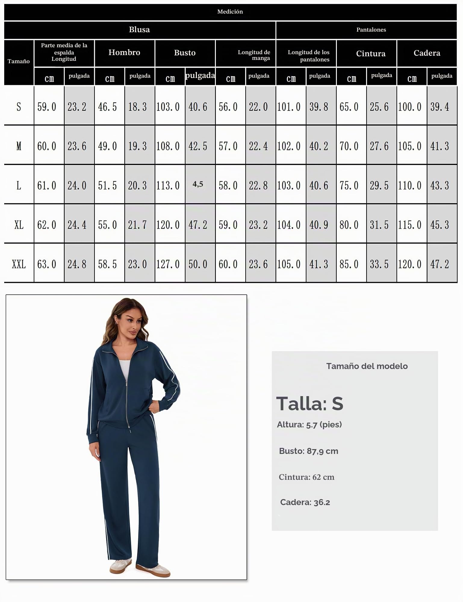 Terecey Conjunto Chándal Mujer 2 Piezas – Chandal Completo Mujer Sudadera con Manga Larga y Cremallera Pantalón Recto con Cordón Ropa Deporte para Diario y Ejercicio