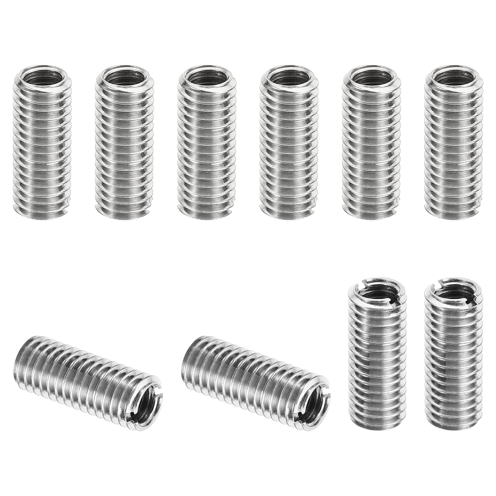 TOP-VIGOR 10 Pcs Thread Adapters Sleeve Reducing Nut, M8 x 1.25 Male to M6 x 1 Female Repairing Insert Nut Screw Reducer 303 Stainless Steel for Metal & Automotive Fixes (20mm Long)